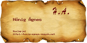 Hönig Ágnes névjegykártya